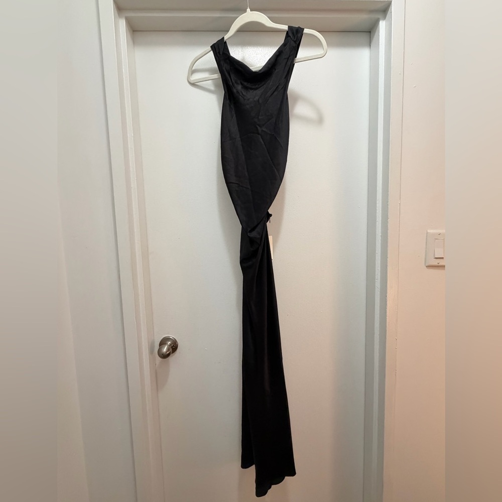 NEW Reformation Black Casette Silk Maxi Dress 6 - Picture 9 of 16